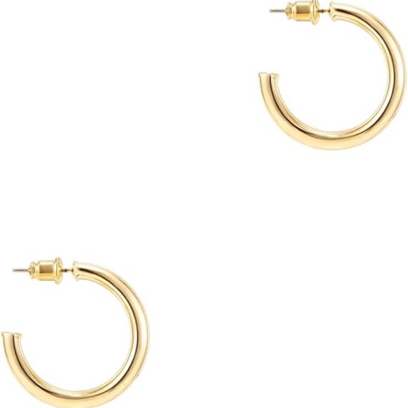 PAVOI 14K Gold Plated 2mm Thick Infinity Hoops - Picture 3 of 9